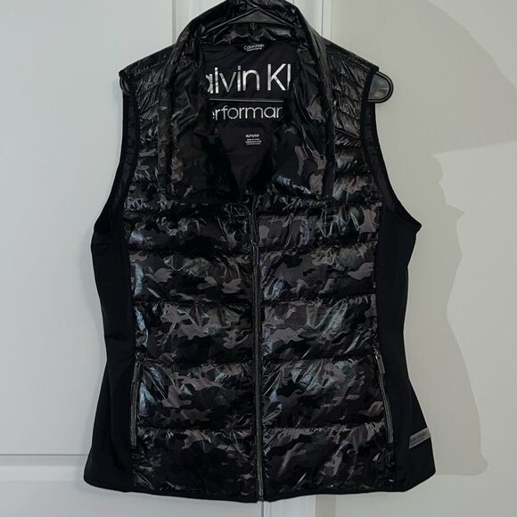 BLACK & Gray Camo Camoflague Calvin Klein performance vest jacket XL women’s - Picture 9 of 9